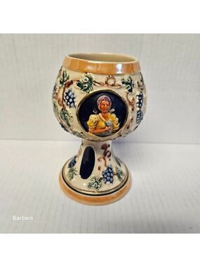 Vintage West Germany Ceramic Wine Chalice Goblet